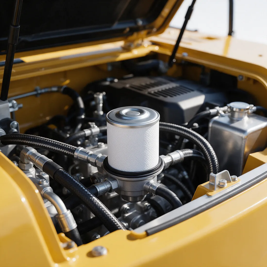 Changing an excavator hydraulic filter